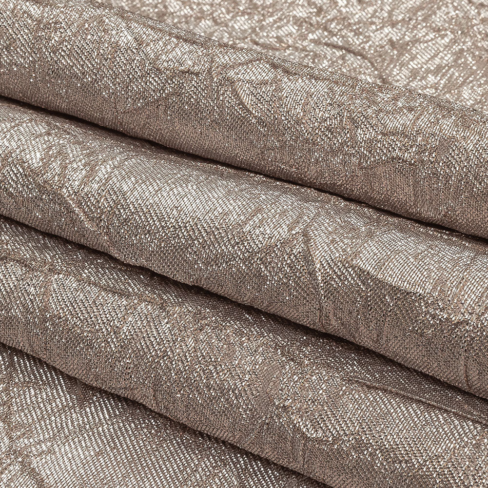 Astrolabe Metallic Silver and Rose Gold Crinkled Luxury Brocade with White Backing