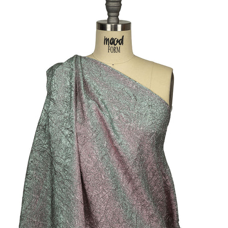 Astrolabe Metallic Seafoam and Pink Crinkled Luxury Brocade with White Backing