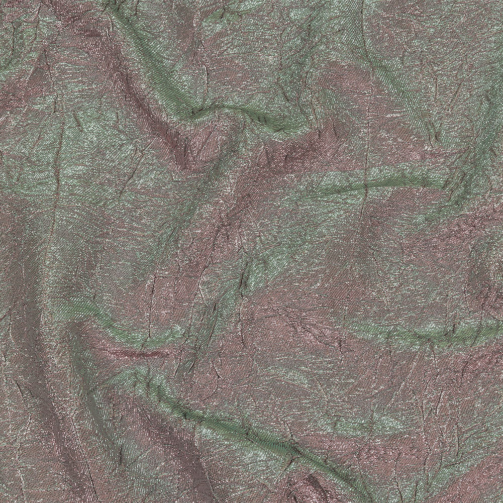 Astrolabe Metallic Seafoam and Pink Crinkled Luxury Brocade with White Backing