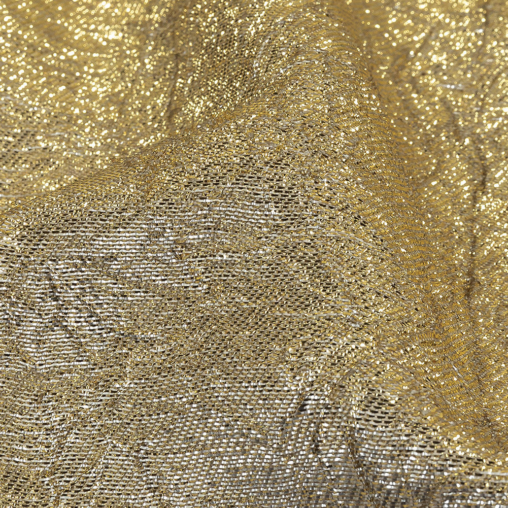 Astrolabe Metallic Gold and Silver Crinkled Luxury Brocade with White Backing