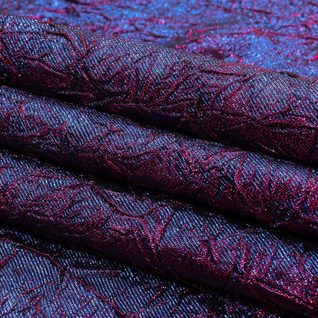 Astrolabe Metallic Berry Gloss and Ultramarine Crinkled Luxury Brocade with Black Backing