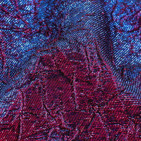 Astrolabe Metallic Berry Gloss and Ultramarine Crinkled Luxury Brocade with Black Backing