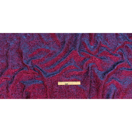 Astrolabe Metallic Berry Gloss and Ultramarine Crinkled Luxury Brocade with Black Backing