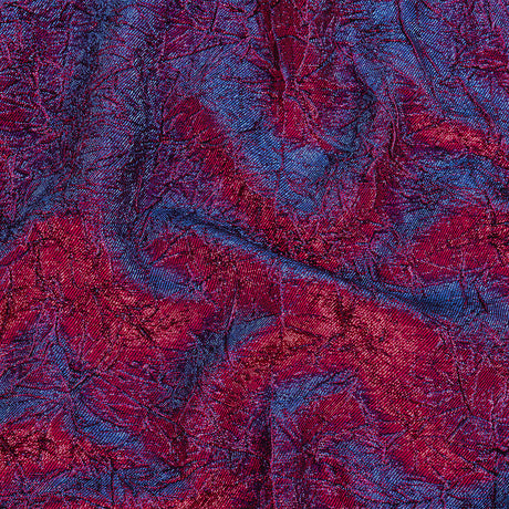 Astrolabe Metallic Berry Gloss and Ultramarine Crinkled Luxury Brocade with Black Backing