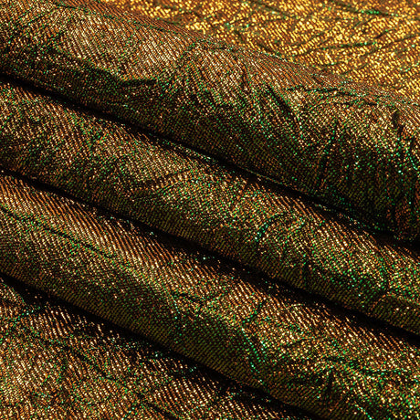Astrolabe Metallic Kelly and Mango Crinkled Luxury Brocade with Black Backing