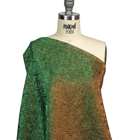 Astrolabe Metallic Kelly and Mango Crinkled Luxury Brocade with Black Backing