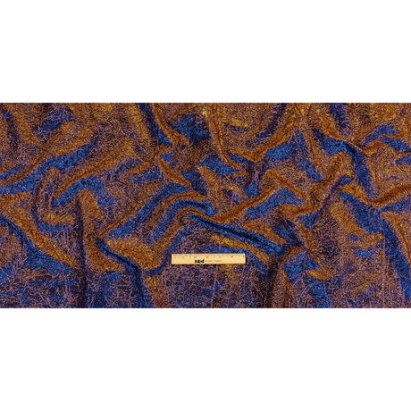 Astrolabe Metallic Copper and Royal Blue Crinkled Luxury Brocade with Black Backing