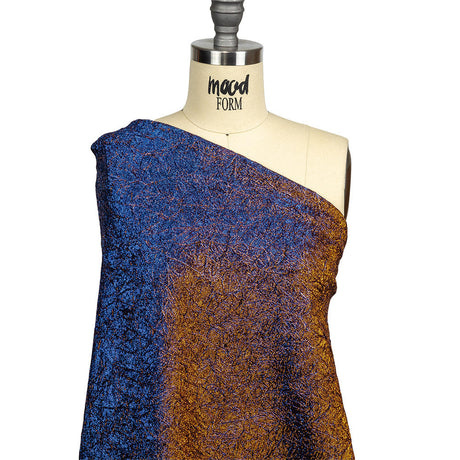 Astrolabe Metallic Copper and Royal Blue Crinkled Luxury Brocade with Black Backing
