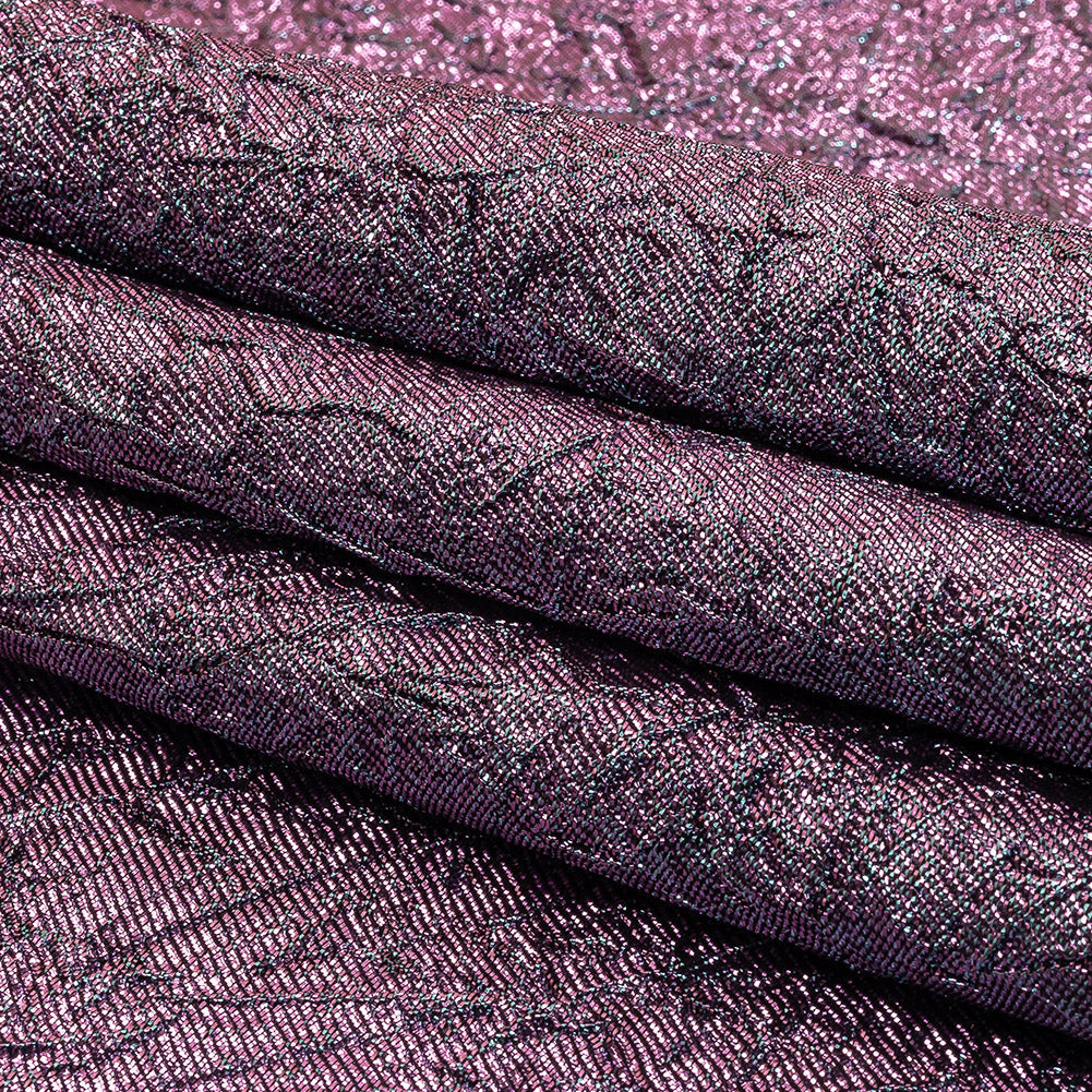 Astrolabe Metallic Lilac and Sky Crinkled Luxury Brocade with Black Backing