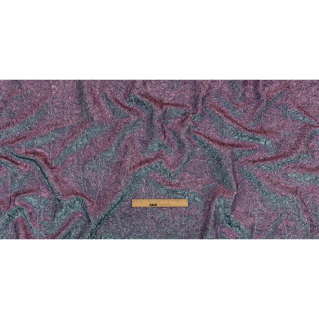 Astrolabe Metallic Lilac and Sky Crinkled Luxury Brocade with Black Backing