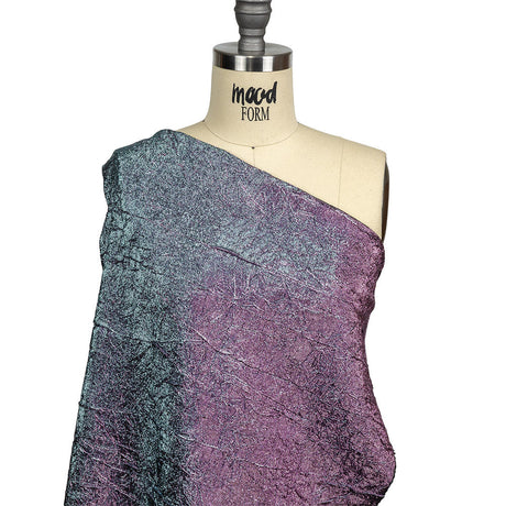 Astrolabe Metallic Lilac and Sky Crinkled Luxury Brocade with Black Backing