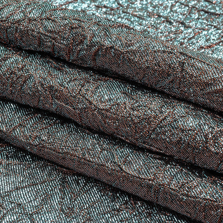 Astrolabe Metallic Sky and Salmon Crinkled Luxury Brocade with Black Backing