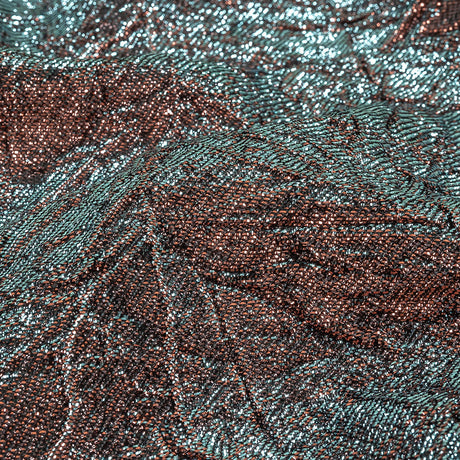 Astrolabe Metallic Sky and Salmon Crinkled Luxury Brocade with Black Backing