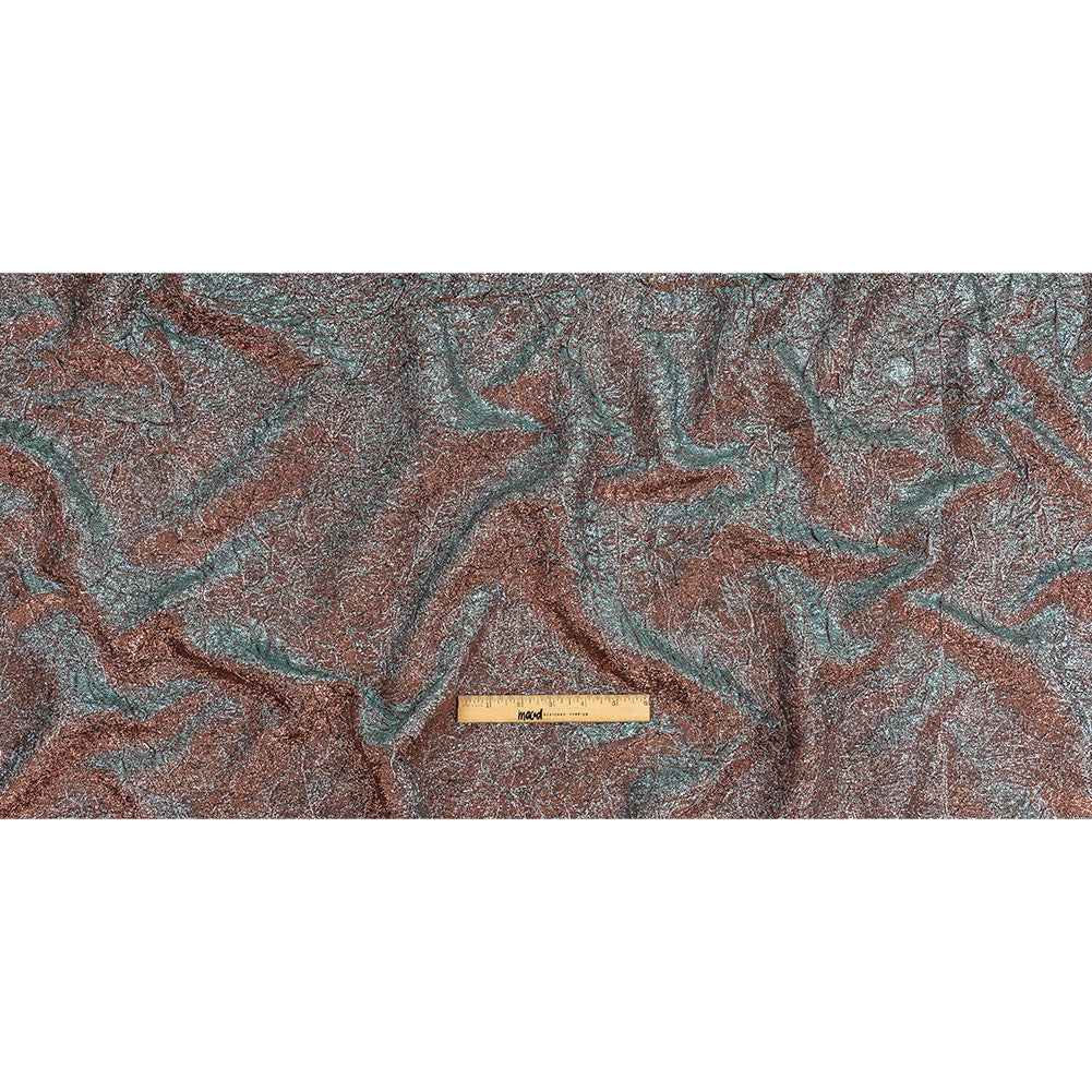 Astrolabe Metallic Sky and Salmon Crinkled Luxury Brocade with Black Backing