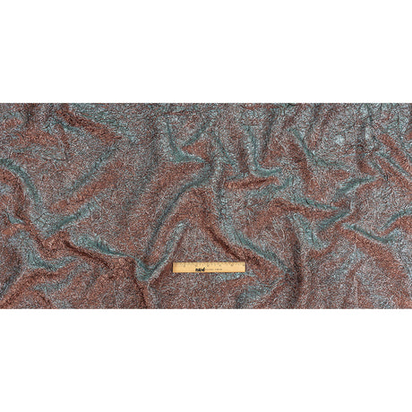 Astrolabe Metallic Sky and Salmon Crinkled Luxury Brocade with Black Backing