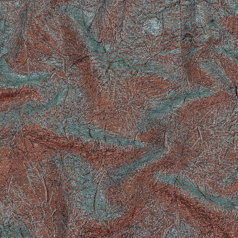 Astrolabe Metallic Sky and Salmon Crinkled Luxury Brocade with Black Backing