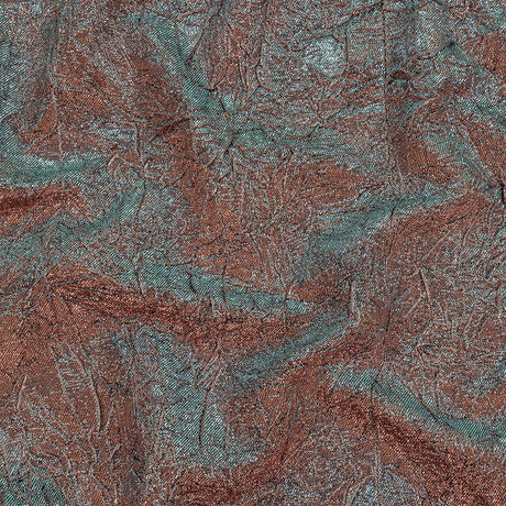 Astrolabe Metallic Sky and Salmon Crinkled Luxury Brocade with Black Backing