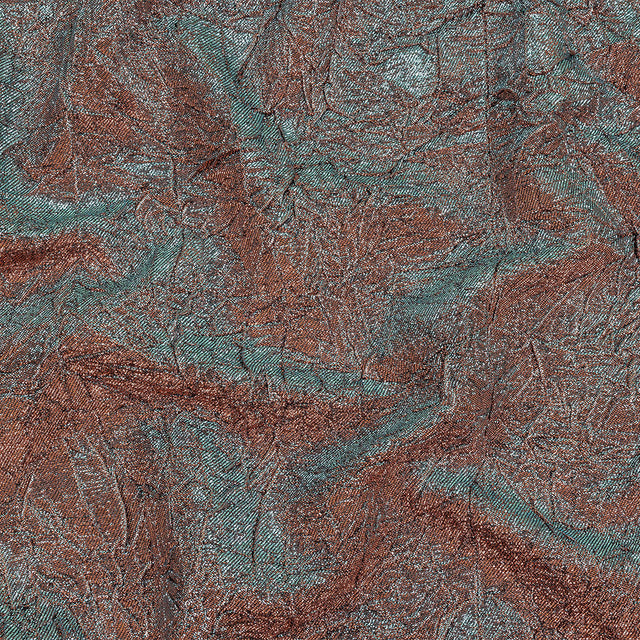 Astrolabe Metallic Sky and Salmon Crinkled Luxury Brocade with Black Backing