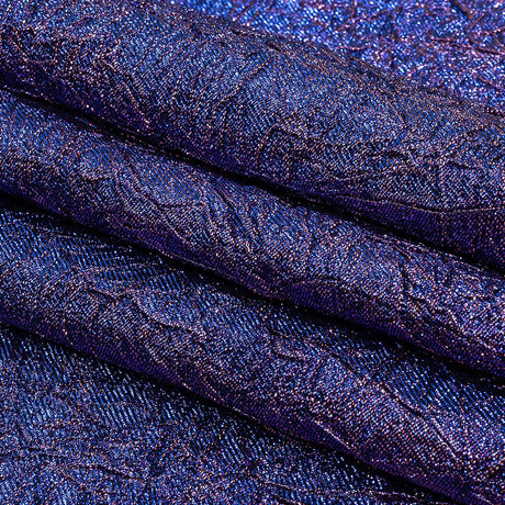 Astrolabe Metallic Lilac and Royal Blue Crinkled Luxury Brocade with Black Backing