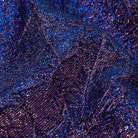 Astrolabe Metallic Lilac and Royal Blue Crinkled Luxury Brocade with Black Backing