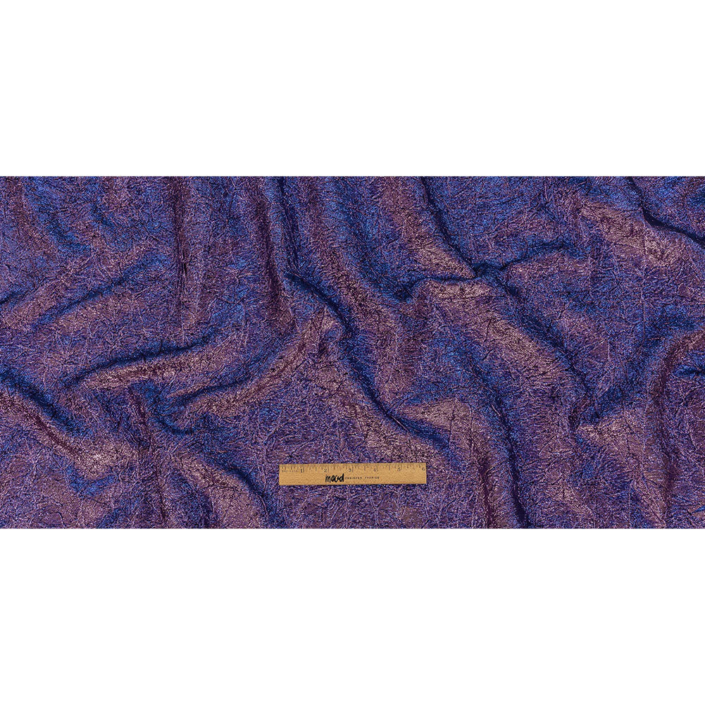 Astrolabe Metallic Lilac and Royal Blue Crinkled Luxury Brocade with Black Backing