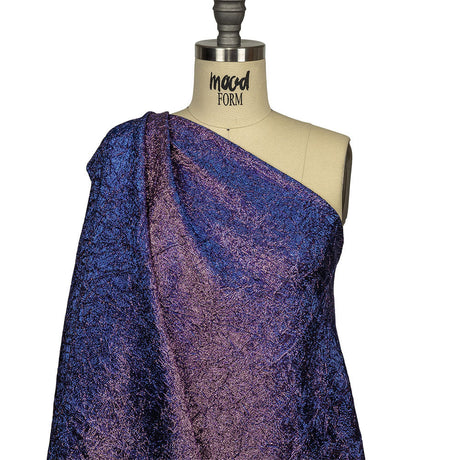 Astrolabe Metallic Lilac and Royal Blue Crinkled Luxury Brocade with Black Backing