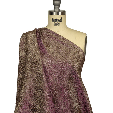 Astrolabe Metallic Purple and Gold Crinkled Luxury Brocade with Black Backing