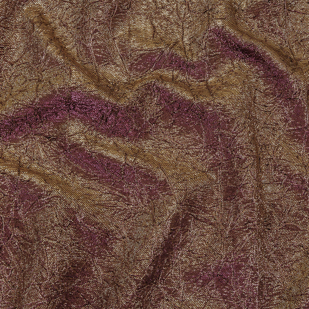 Astrolabe Metallic Purple and Gold Crinkled Luxury Brocade with Black Backing