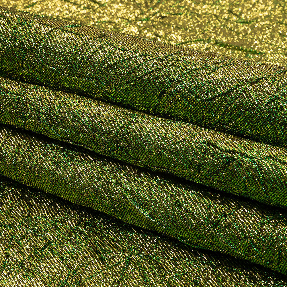 Astrolabe Metallic Lemon and Kelly Crinkled Luxury Brocade with Black Backing
