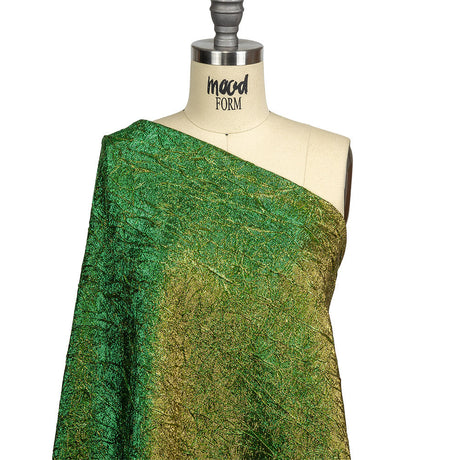 Astrolabe Metallic Lemon and Kelly Crinkled Luxury Brocade with Black Backing