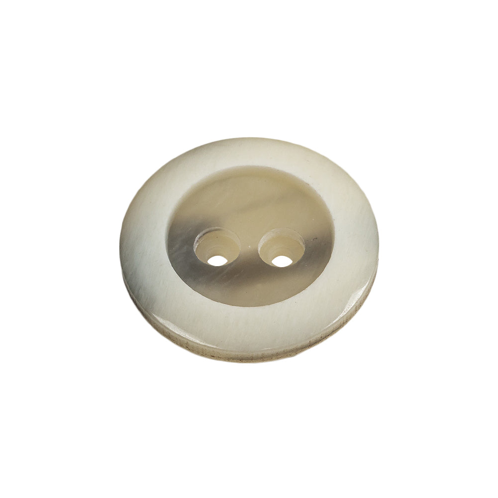 Cannoli Cream and Gray Swirled 2-Hole Plastic Dish Button - 36L/23mm