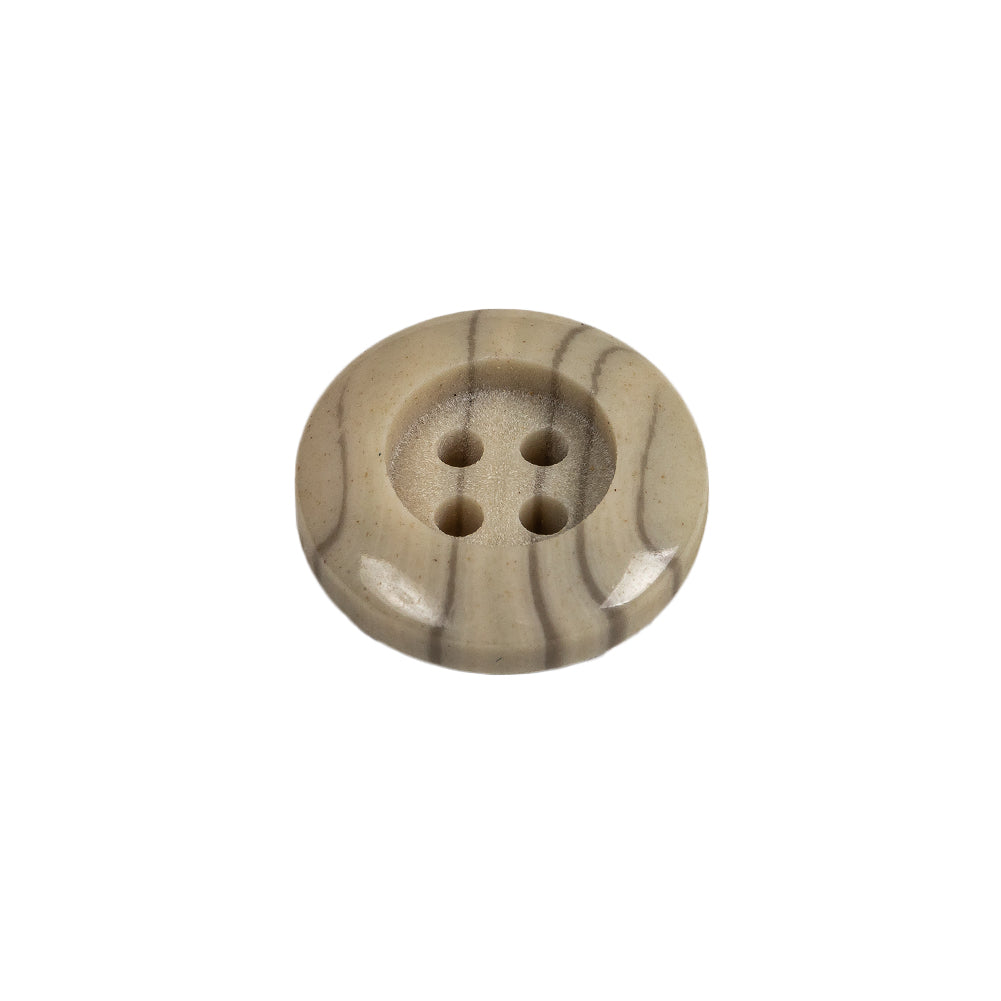 Cream and Drizzle Striated 4-Hole Plastic Deepwell Button - 28L/18mm