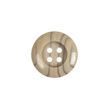 Cream and Drizzle Striated 4-Hole Plastic Deepwell Button - 28L/18mm