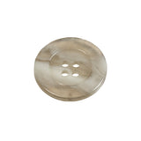 Translucent Bright White Shimmering 4-Hole Wide-Rimmed Plastic Button - 36L/23mm