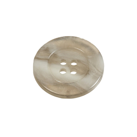 Translucent Bright White Shimmering 4-Hole Wide-Rimmed Plastic Button - 36L/23mm