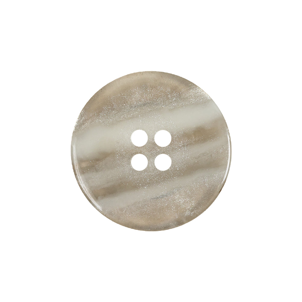 Translucent Bright White Shimmering 4-Hole Wide-Rimmed Plastic Button - 36L/23mm