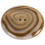 Translucent White and Caramel Uneven Swirl 2-Hole Plastic Button - 70L/44.5mm