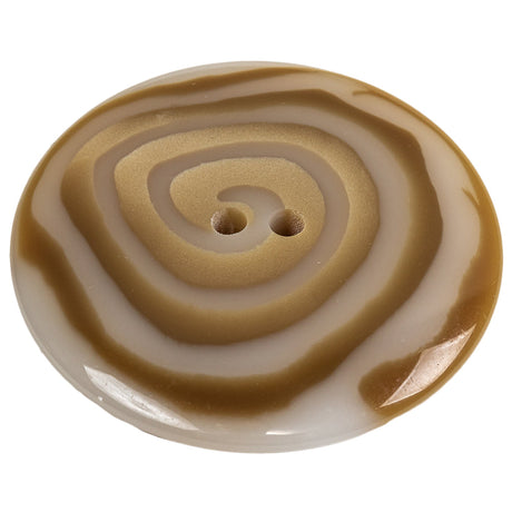 Translucent White and Caramel Uneven Swirl 2-Hole Plastic Button - 70L/44.5mm
