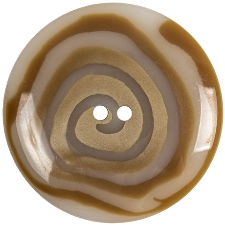Translucent White and Caramel Uneven Swirl 2-Hole Plastic Button - 70L/44.5mm
