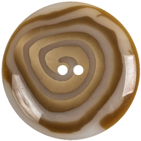 Translucent White and Caramel Uneven Swirl 2-Hole Plastic Button - 70L/44.5mm