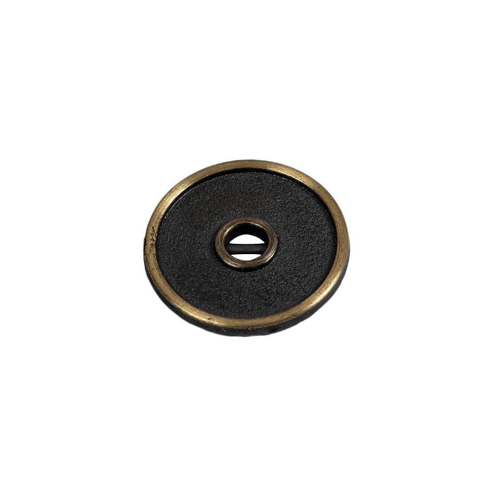 Antique Brass Textured Narrow Rim 2-Hole Metal Button - 28L/18mm