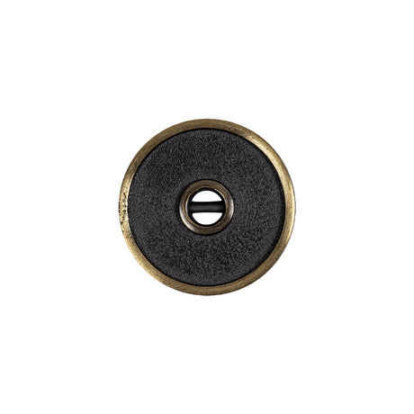 Antique Brass Textured Narrow Rim 2-Hole Metal Button - 28L/18mm