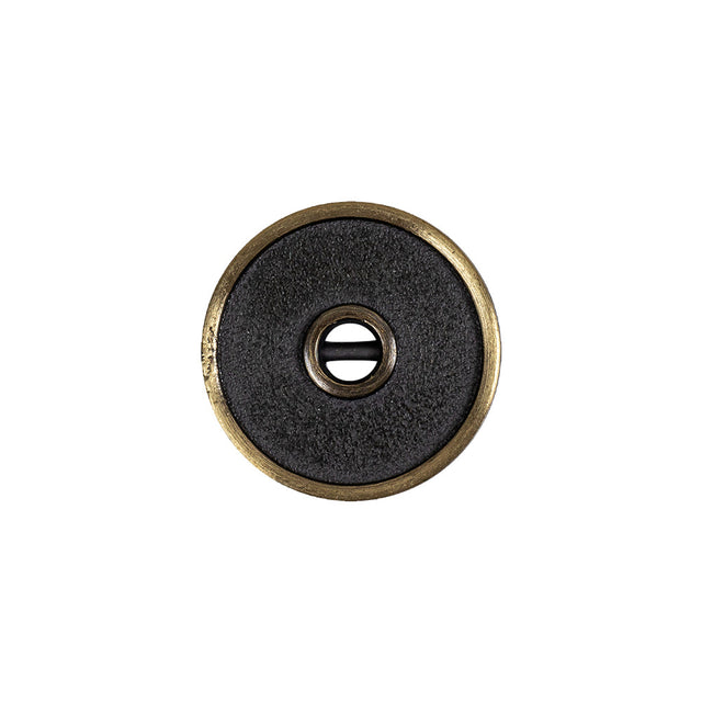 Antique Brass Textured Narrow Rim 2-Hole Metal Button - 28L/18mm