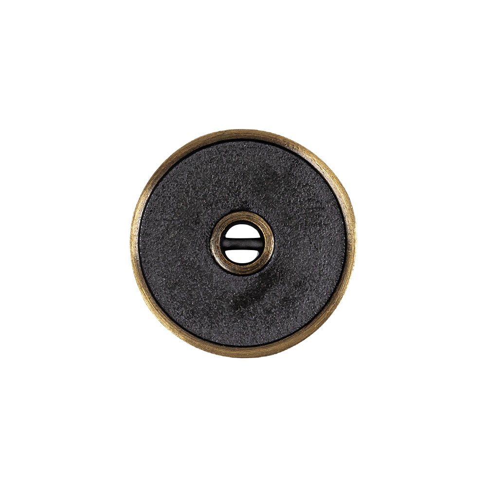 Antique Brass Textured Narrow Rim 2-Hole Metal Button - 32L/20mm