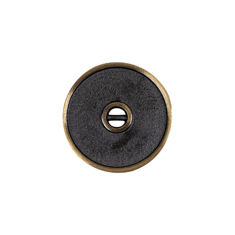 Antique Brass Textured Narrow Rim 2-Hole Metal Button - 32L/20mm