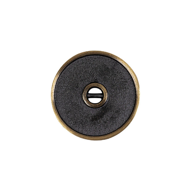 Antique Brass Textured Narrow Rim 2-Hole Metal Button - 32L/20mm