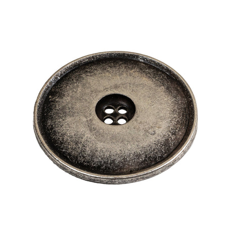 Weathered Silver Narrow Rim Low Convex 4-Hole Metal Button - 44L/28mm