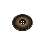 Weathered Brass Narrow Rim Low Convex 4-Hole Metal Button - 32L/20mm