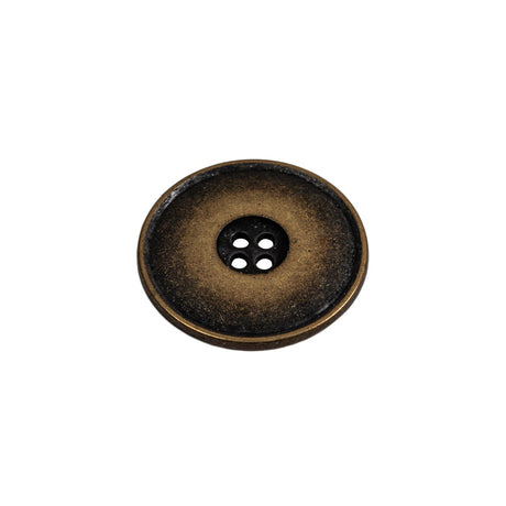 Weathered Brass Narrow Rim Low Convex 4-Hole Metal Button - 32L/20mm