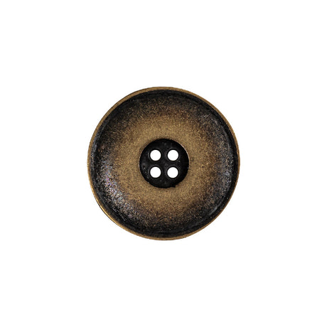Weathered Brass Narrow Rim Low Convex 4-Hole Metal Button - 32L/20mm